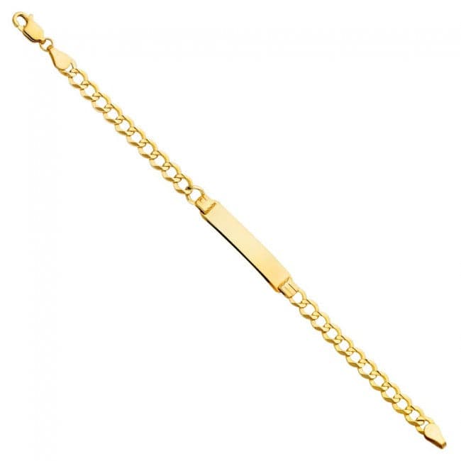 Solid 14K Gold Diamond-Cut Cuban Baby ID Bracelet