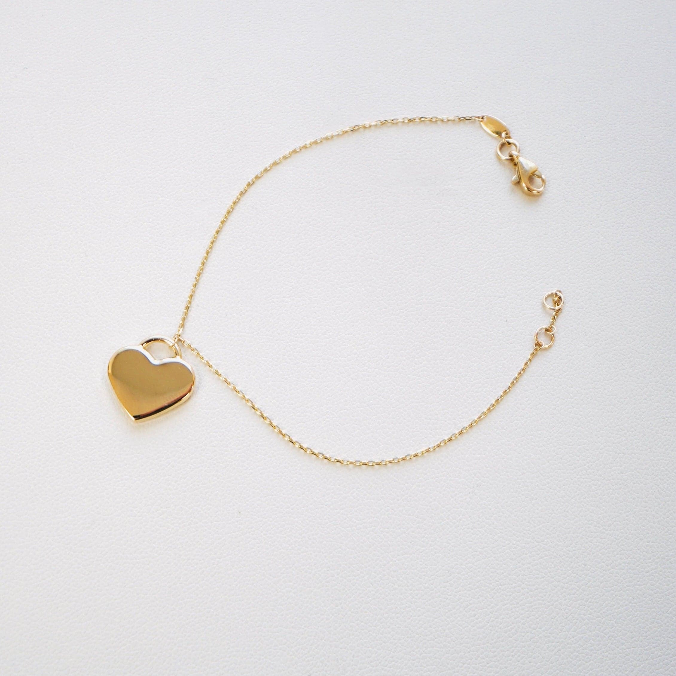 14K Yellow Gold Heart Bracelet
