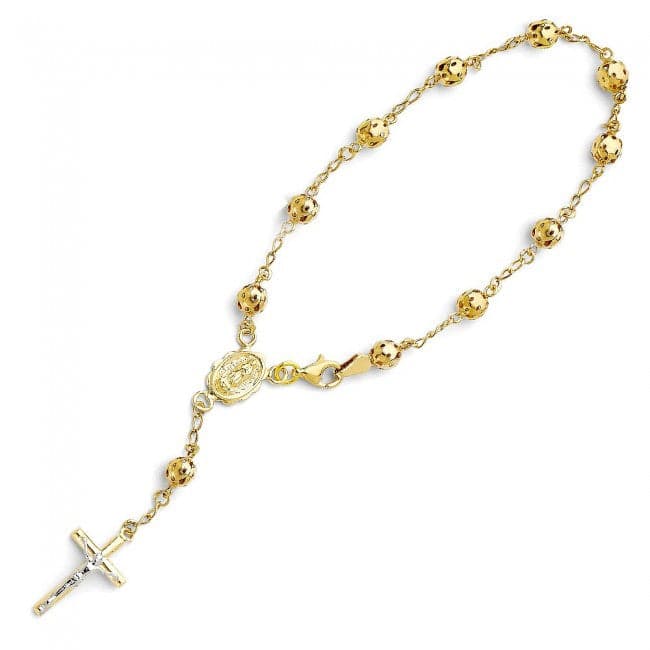 14K Gold 5mm Bead Rosary Bracelet