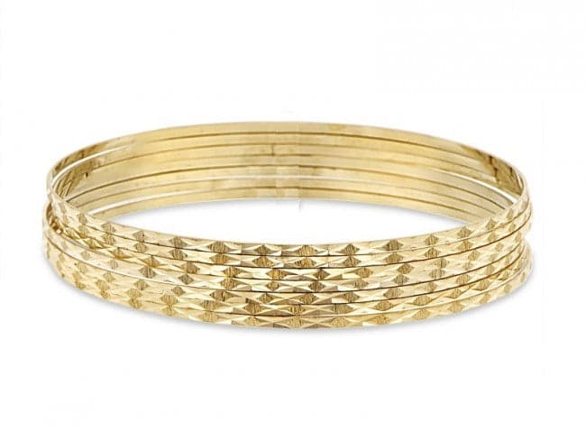 14K Yellow Gold 7 Day Bangles