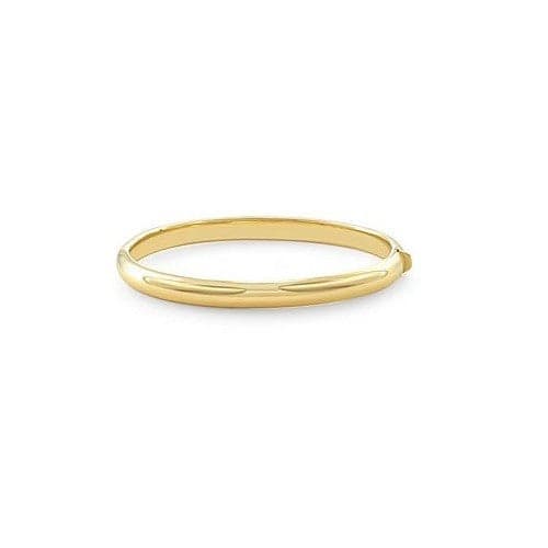 14K Gold Dome & Plain Bangle