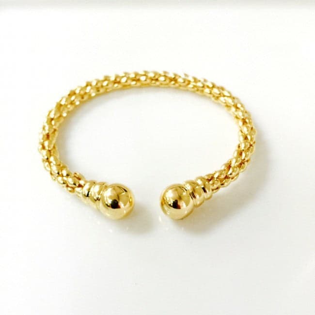 Italian 14K Yellow Gold Mesh Ball Bangle