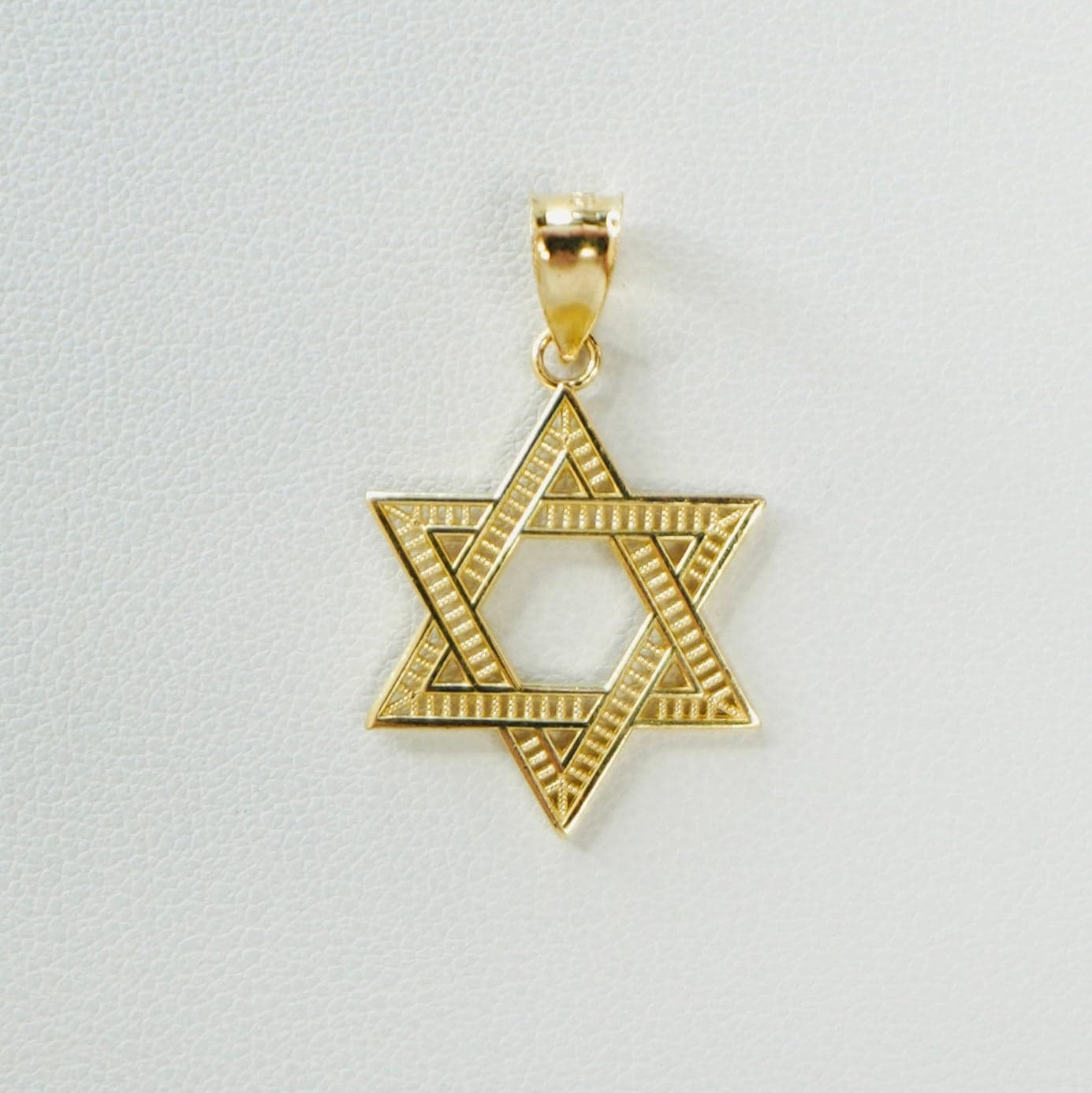 Solid 14K Yellow Gold Star of David Charm (Large)