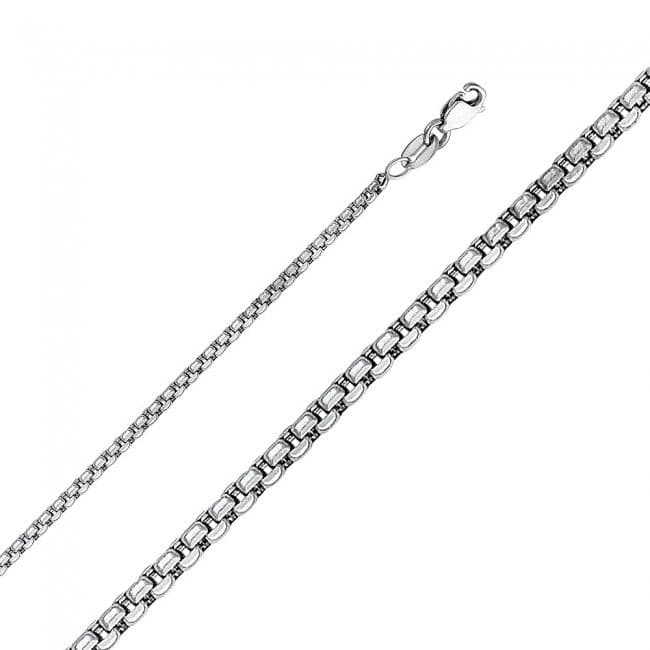 Solid 14K White Gold Box Chain