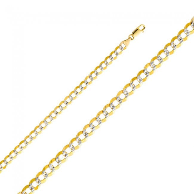 Solid 14K Yellow Gold Figaro Chain