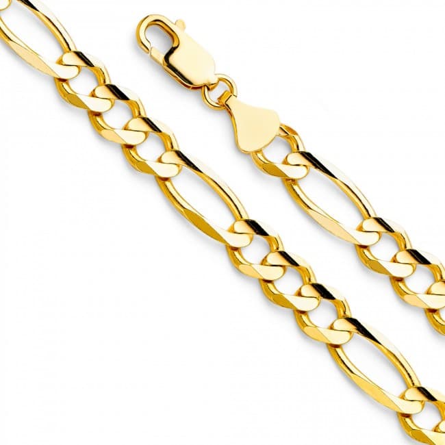 Solid 14K Tricolor Gold Figaro Chain