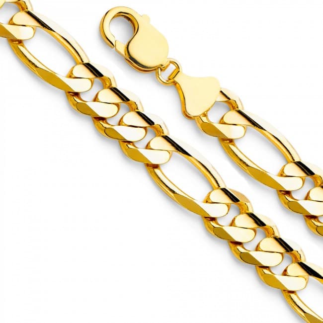 Solid 14K Yellow Gold Figaro Bracelet