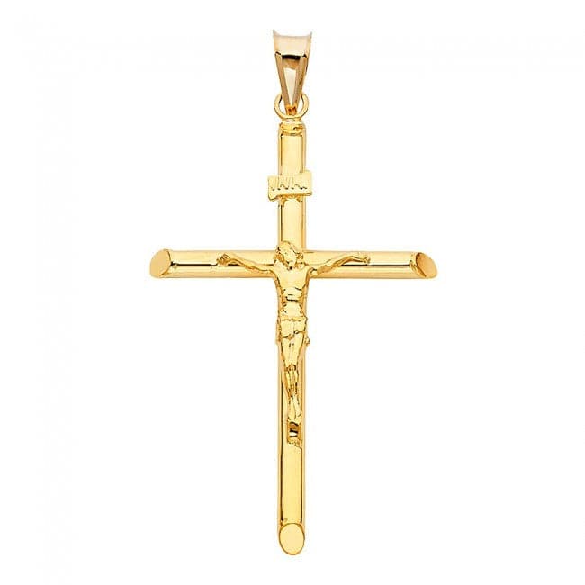 Solid 14K Yellow Gold INRI Classic Crucifix