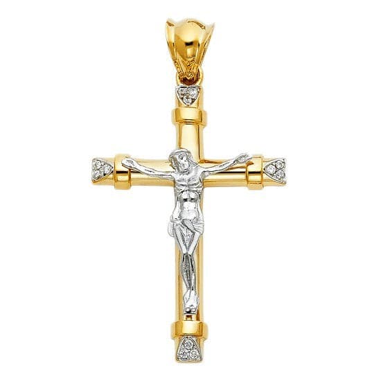 Solid 14K Yellow Gold Classic Crucifix