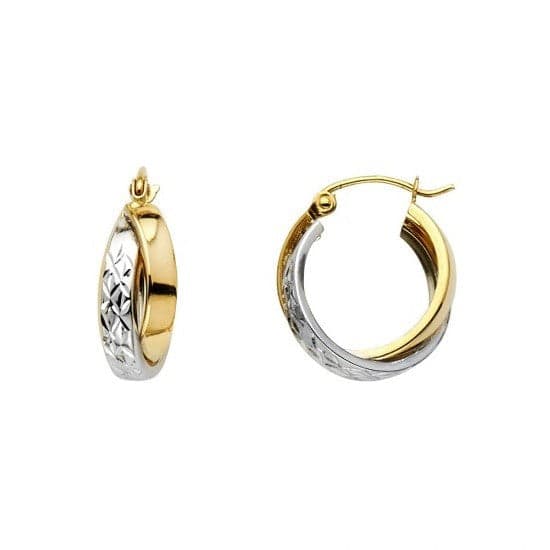 14K Two-Tone Gold Huggy Earrings
