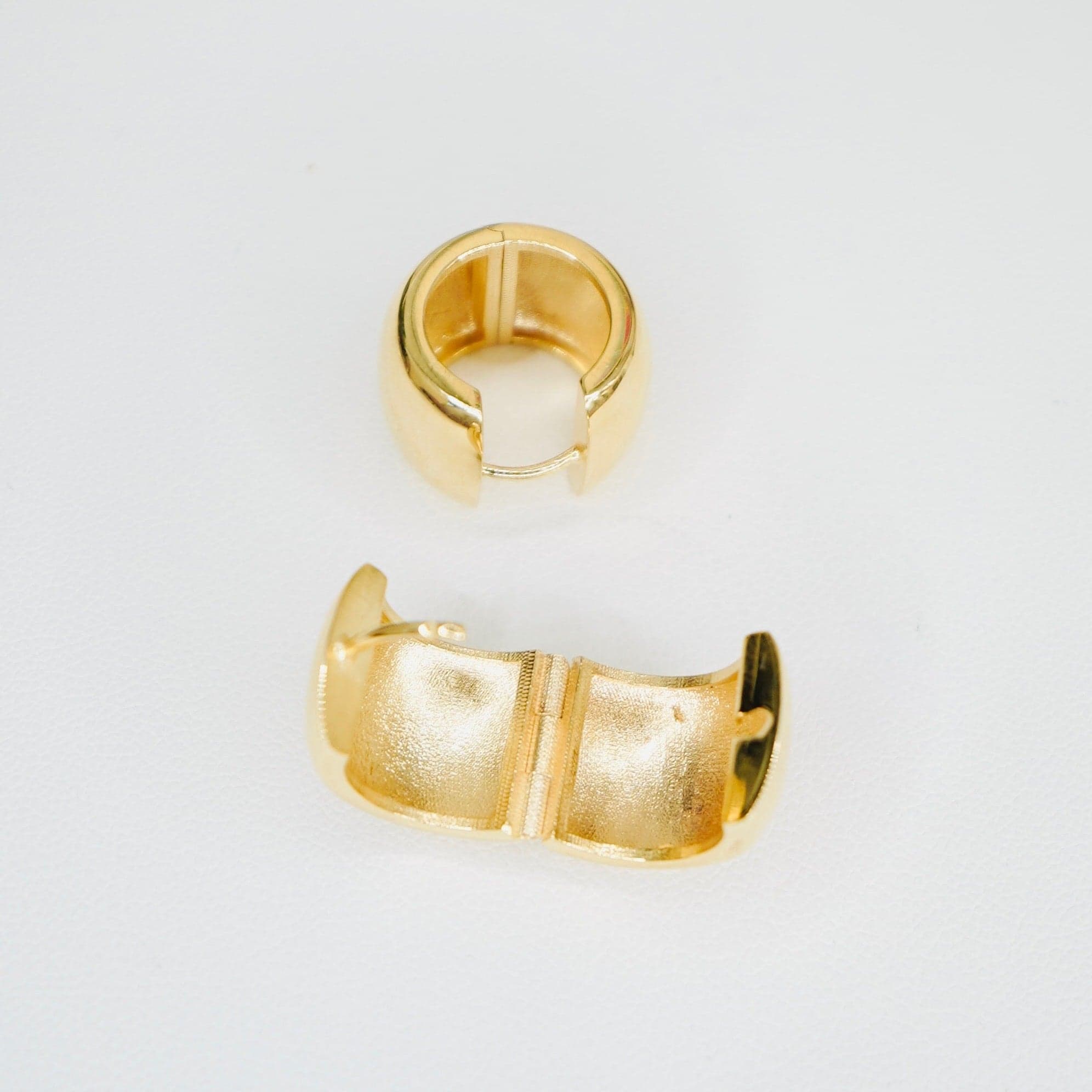 14K Yellow Gold High Polished Huggy Earrings thumbnail 3