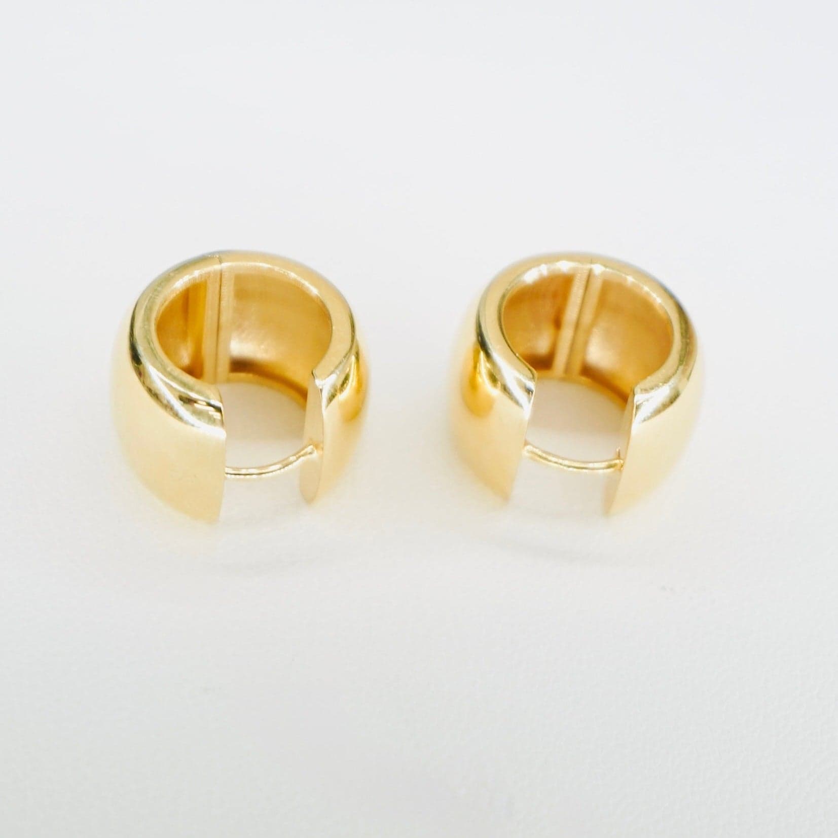 14K Yellow Gold High Polished Huggy Earrings thumbnail 4