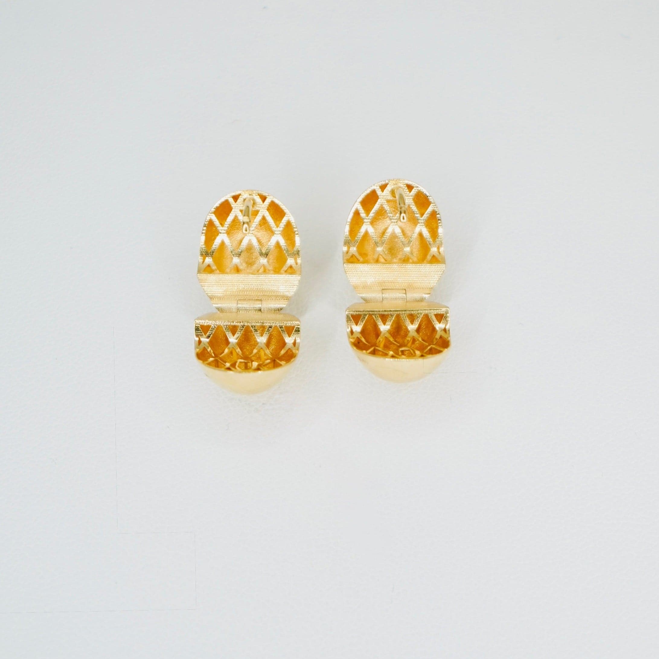 14K Yellow Gold Oval Stone Earrings thumbnail 4