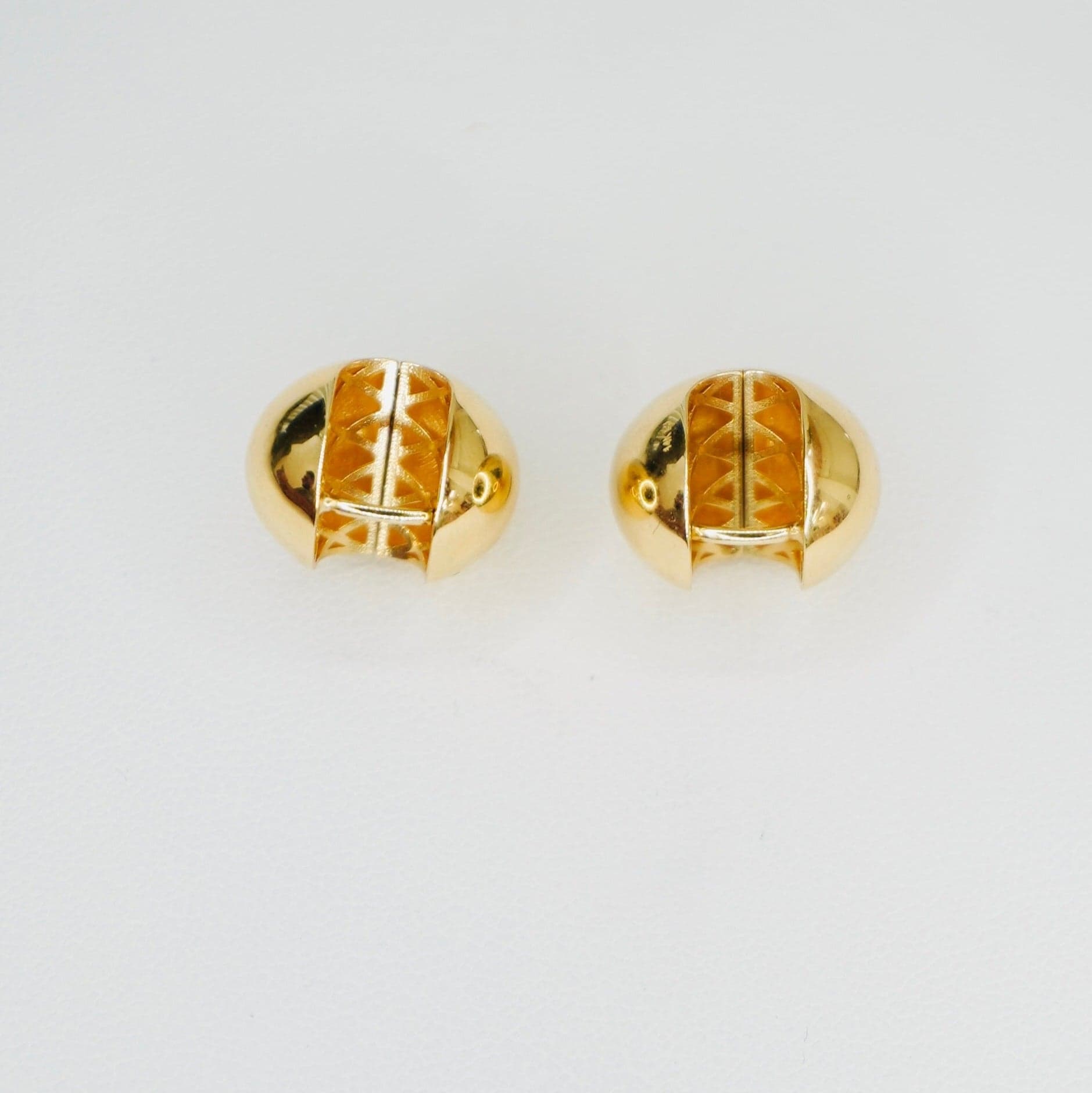 14K Yellow Gold Oval Stone Earrings thumbnail 5
