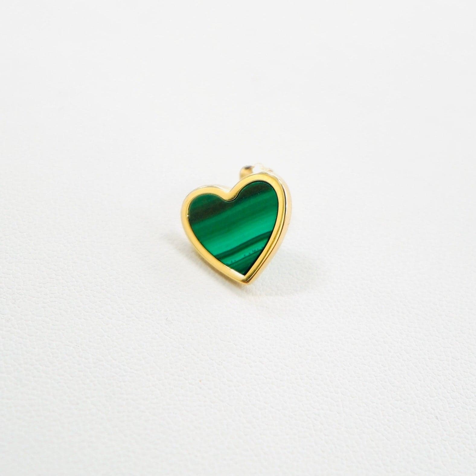 14K Yellow Gold Malachite Heart Earrings (Fancy) thumbnail 3