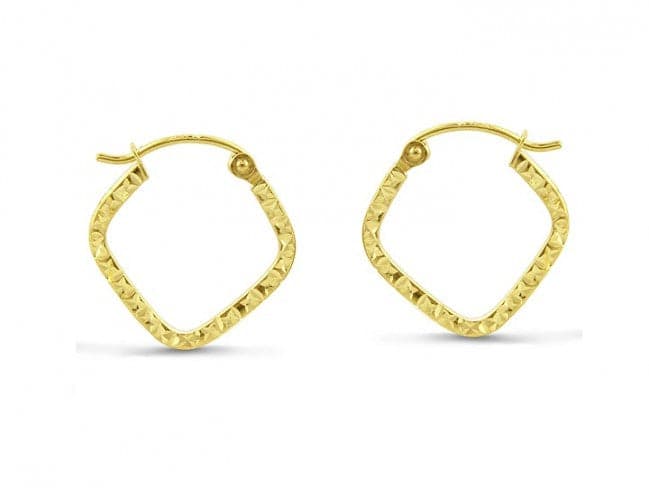 14K Yellow Gold Diamond-Cut Square Earrings