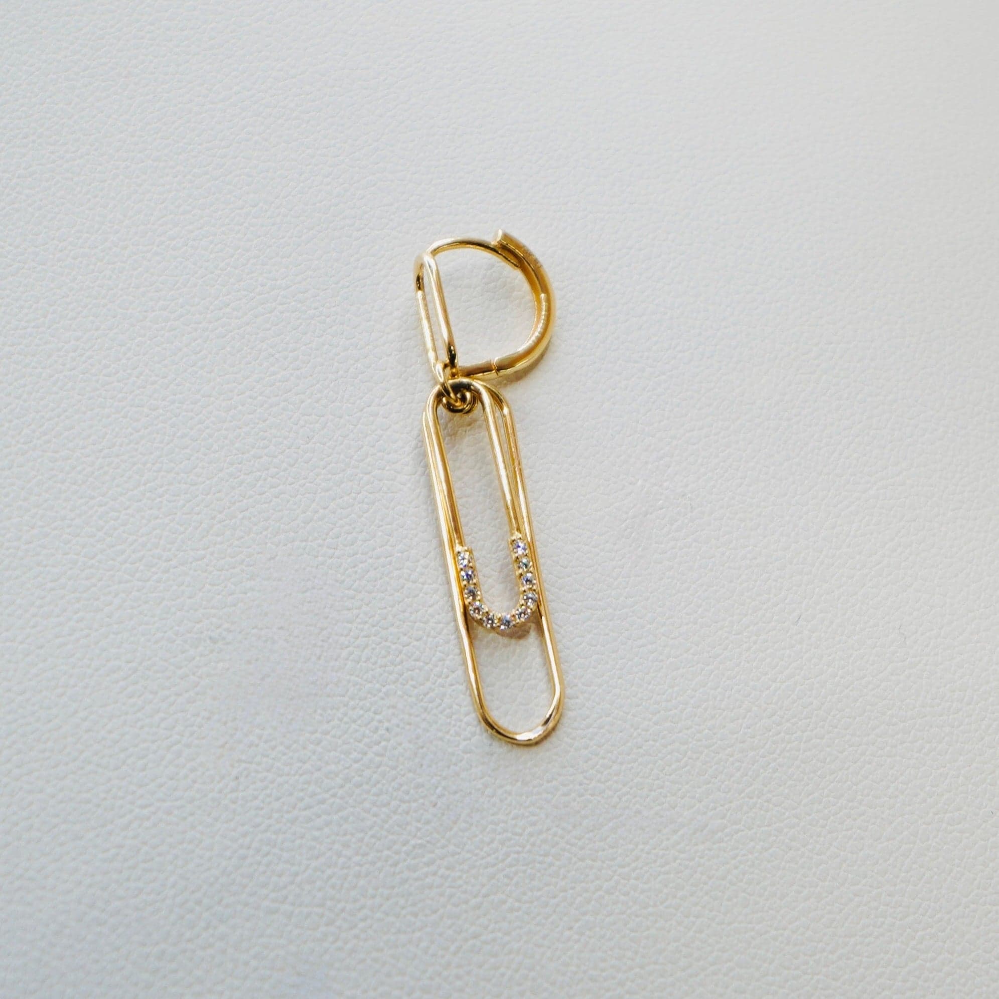 14K Yellow Gold Dangling Paper Clip Earrings thumbnail 4
