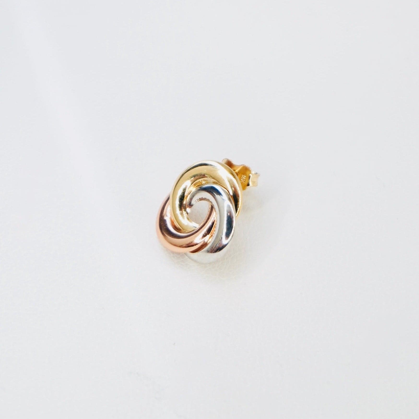 14K Tricolor Gold Knot Earrings thumbnail 3