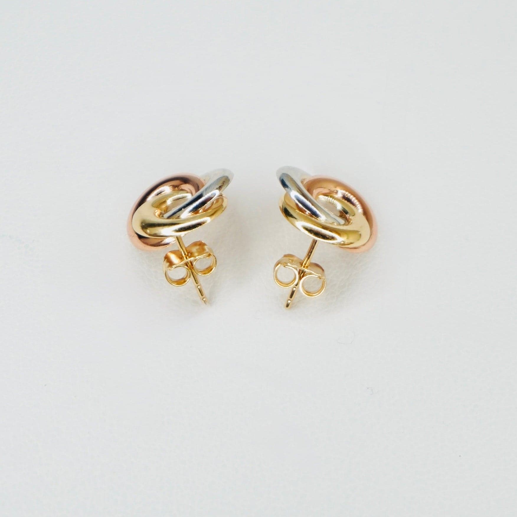14K Tricolor Gold Knot Earrings thumbnail 4