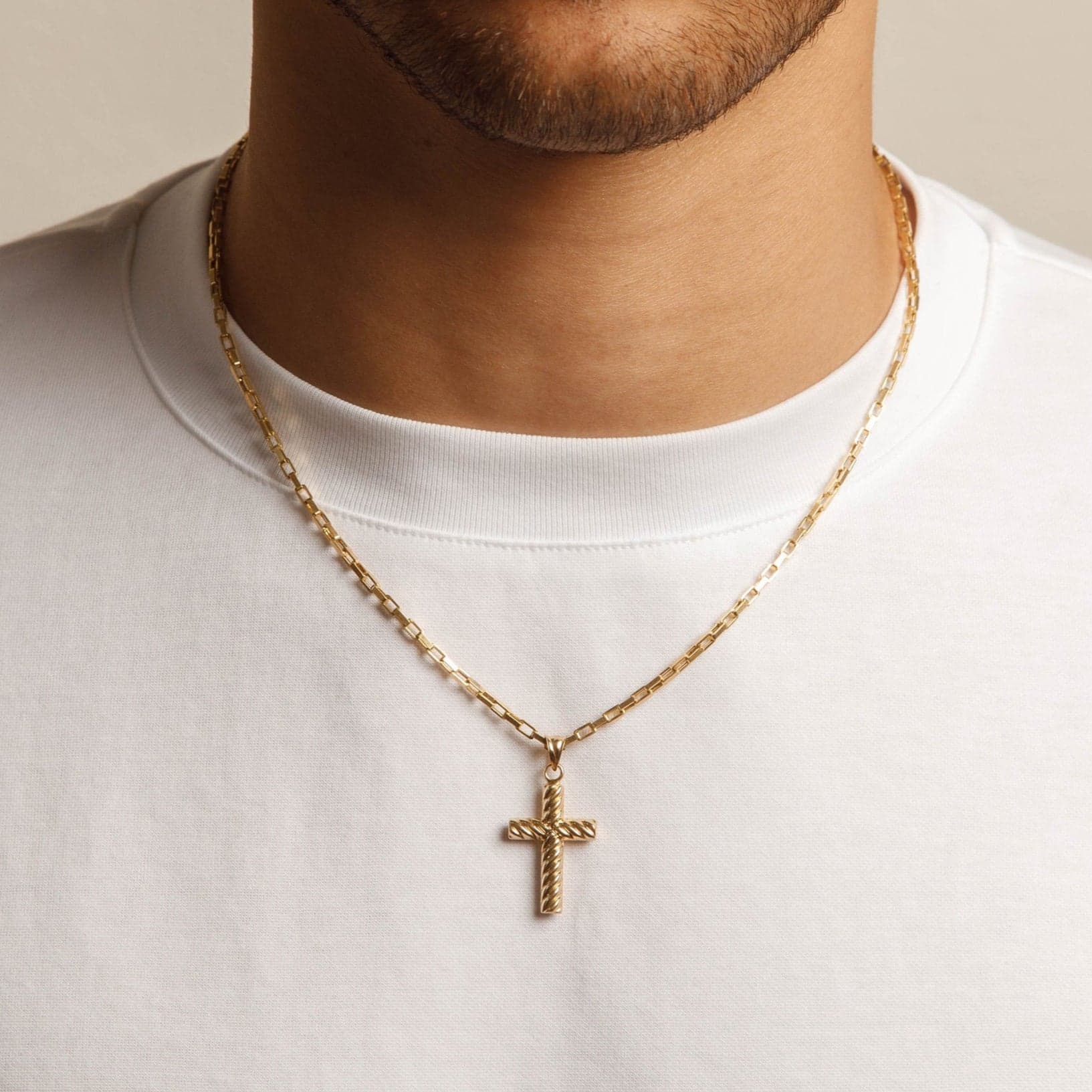Solid 14K Yellow Gold Hollow Cross thumbnail 2