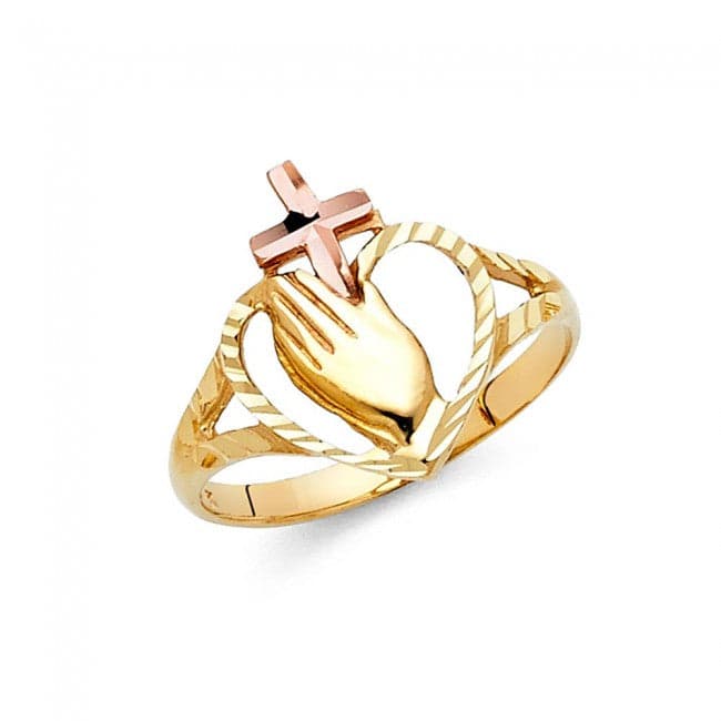 14K Yellow Gold Praying Hands Ring