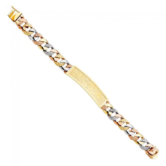 Solid 14K Gold Triple Link Men's ID Bracelet