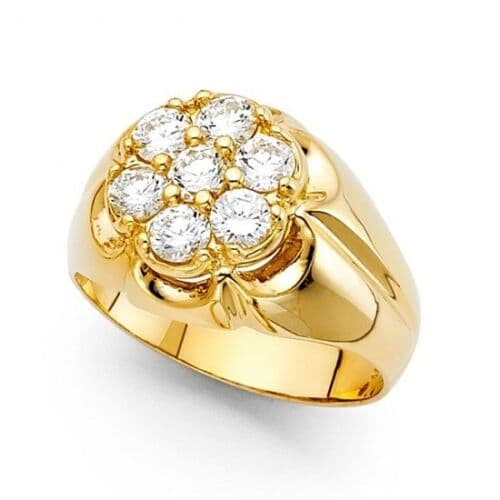 Solid 14K Yellow Gold CZ Signet Ring