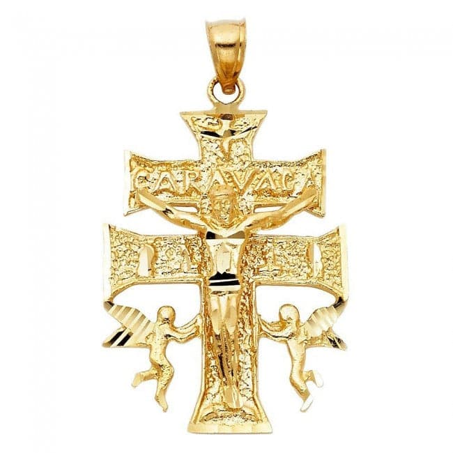 Solid 14K Yellow Gold CaraVaca Cross Pendant