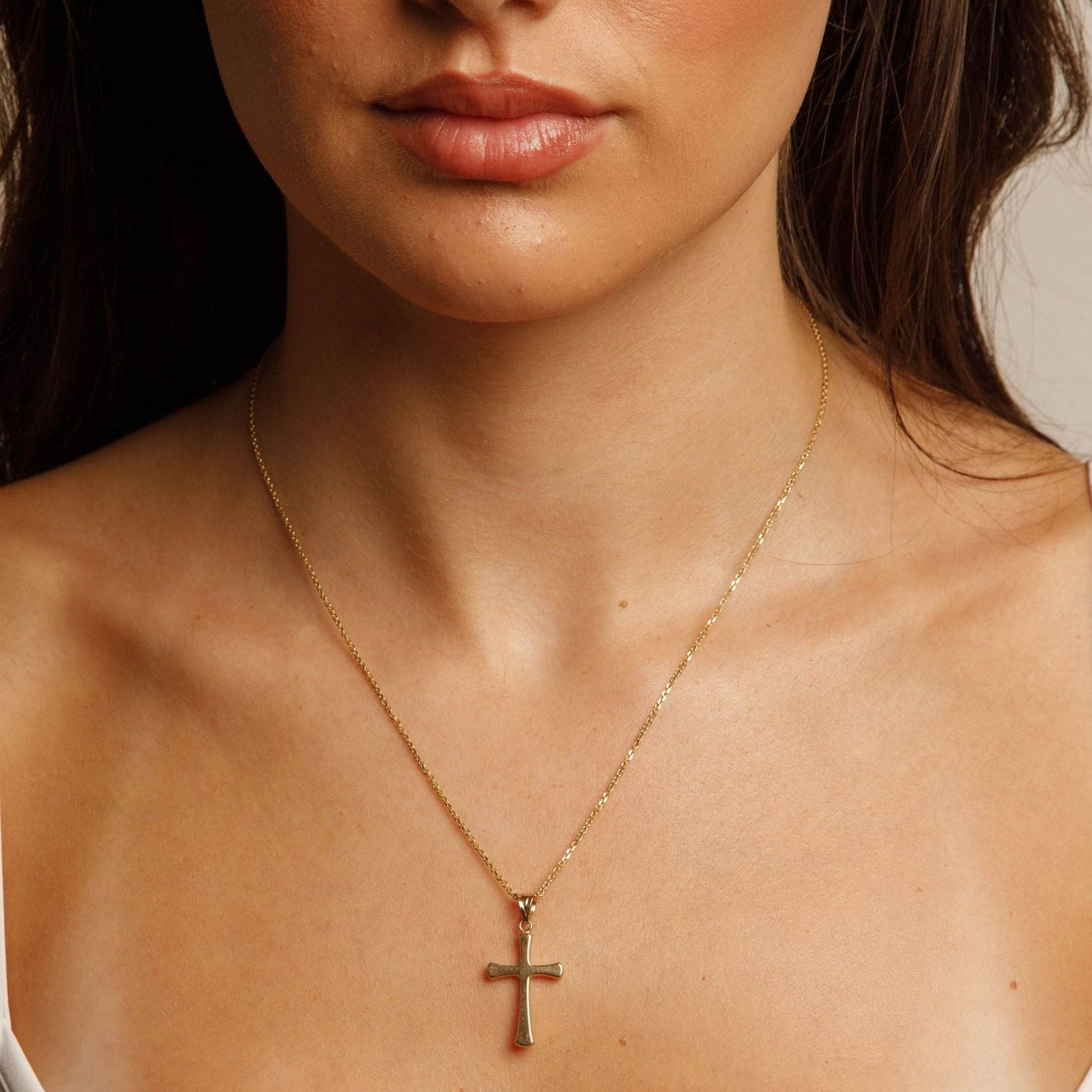 Solid 14K Yellow Gold Cross Charm thumbnail 2