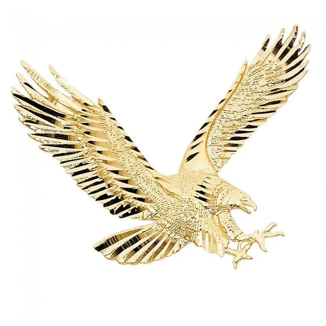 Solid 14K Yellow Gold Soaring Eagle Pendant