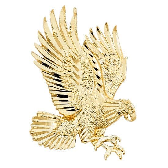 Solid 14K Yellow Gold Bald Eagle Charm