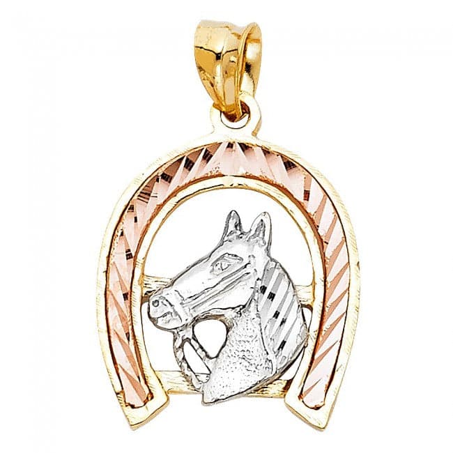 Solid 14K Tricolor Gold Horse Shoe Charm
