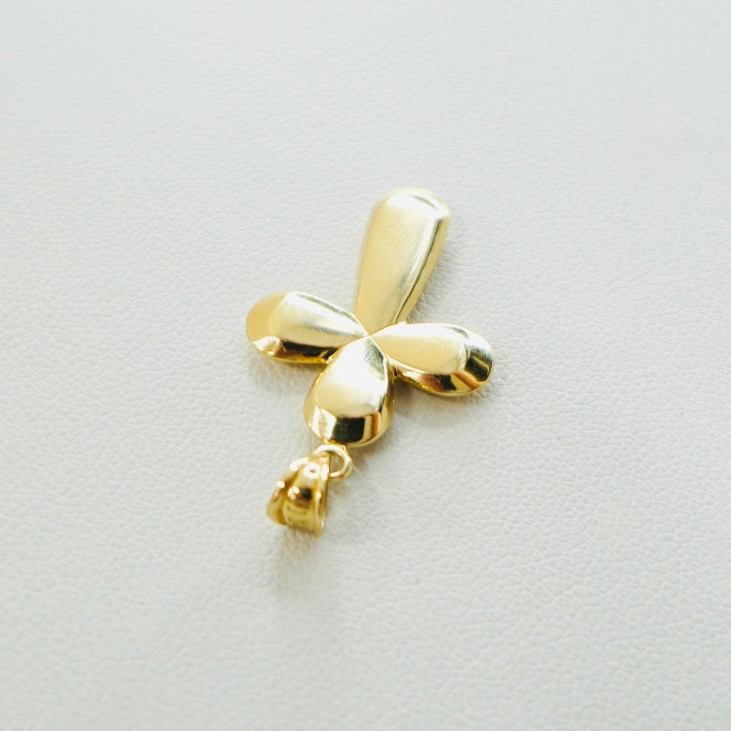 Solid 14K Yellow Gold Puff Cross Pendant thumbnail 3
