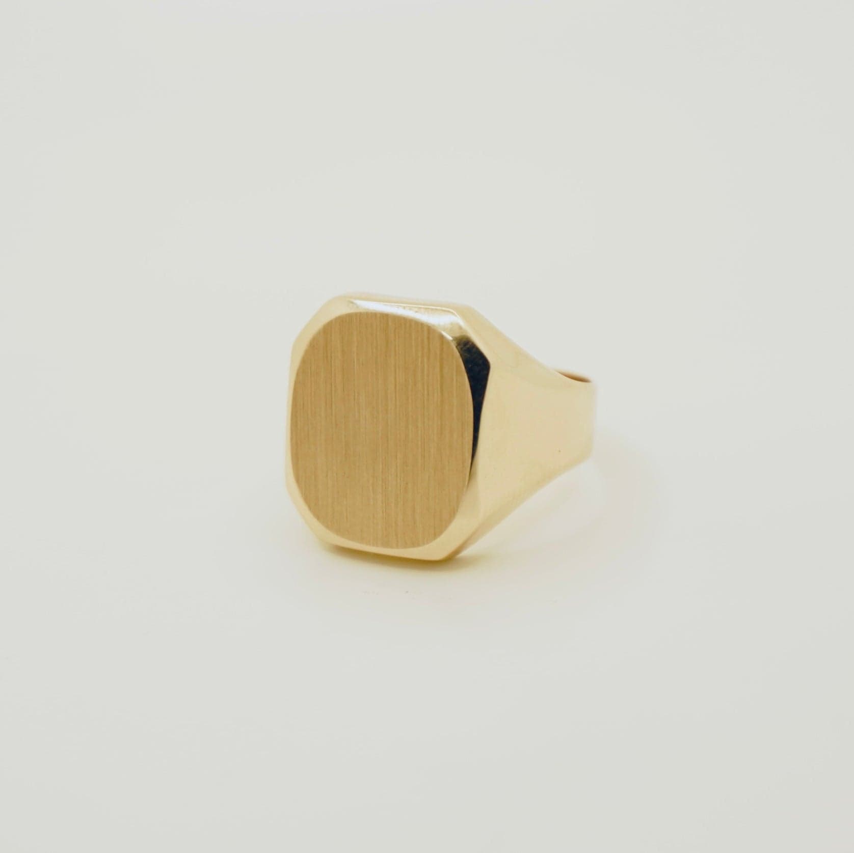 Solid 14K Yellow Gold Round Signet Ring