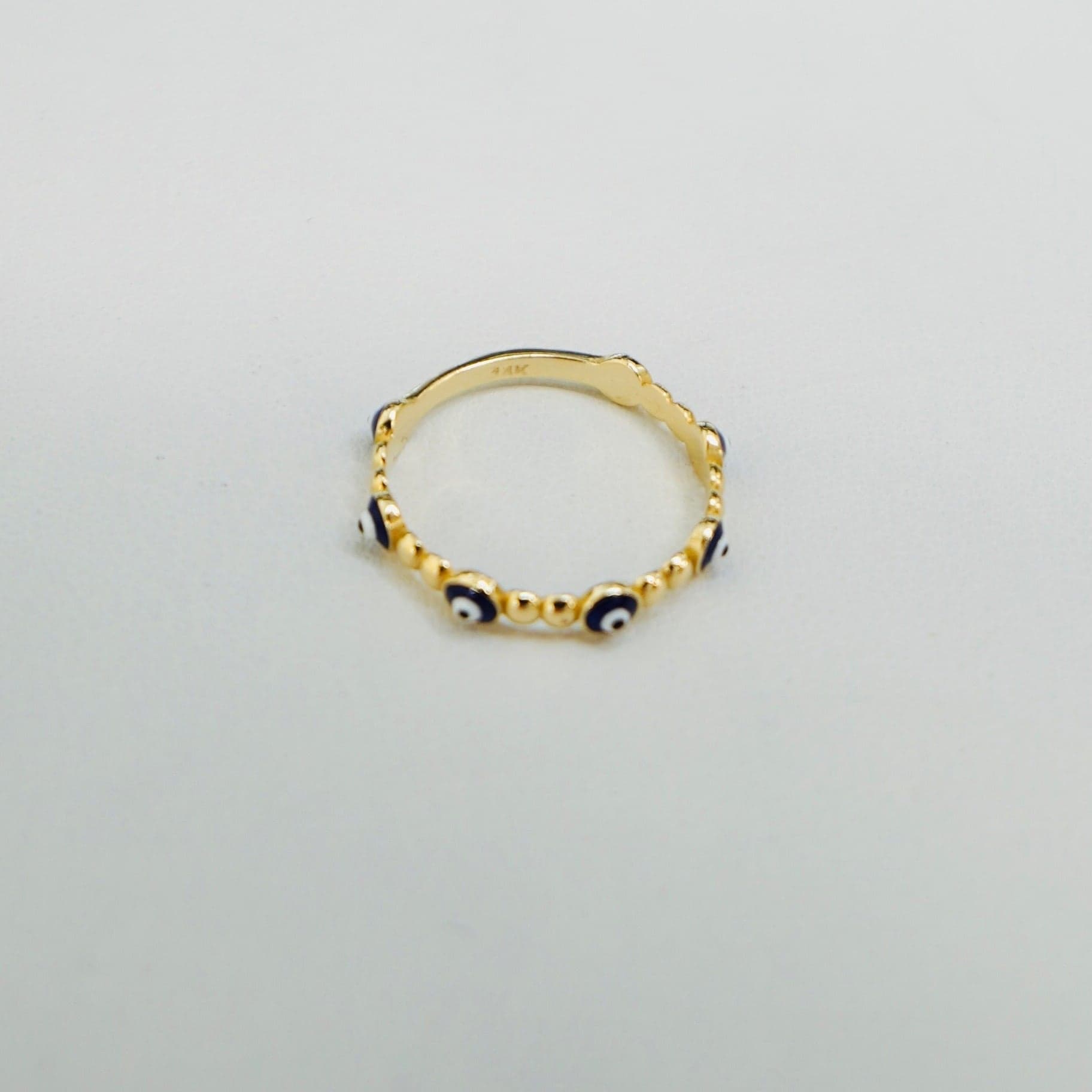 14K Yellow Gold Dainty Evil Eye Ring thumbnail 4