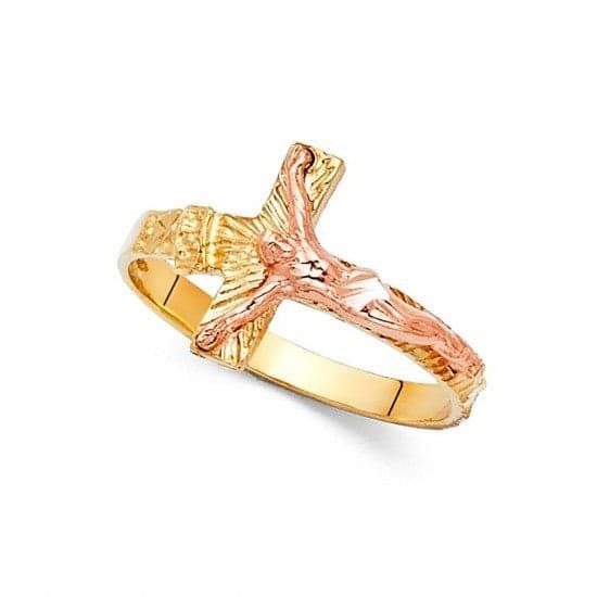 14K Yellow & Rose Gold Crucifix Ring