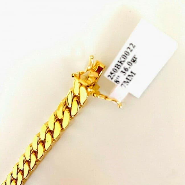 Semi Solid 14K Yellow Gold 13mm Cuban Bracelet thumbnail 2