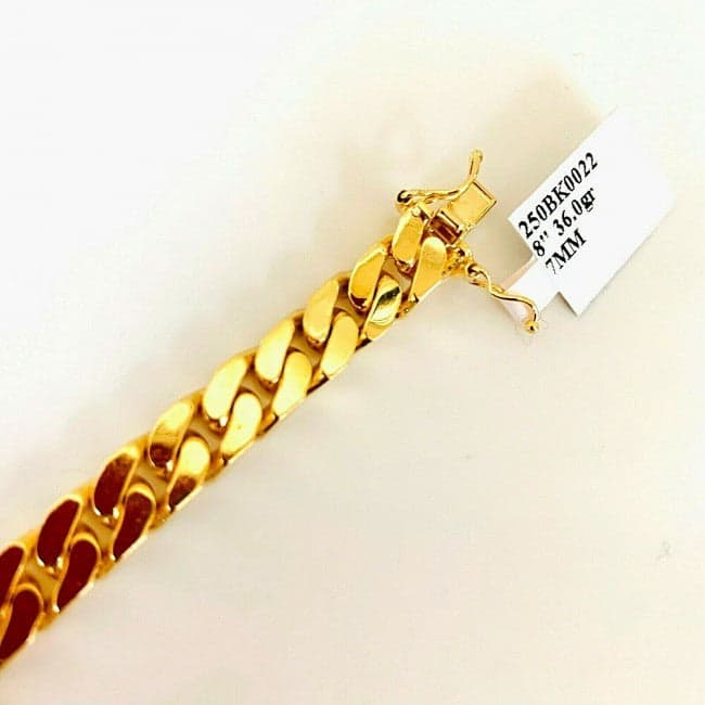 Semi Solid 14K Yellow Gold 13mm Cuban Bracelet thumbnail 5