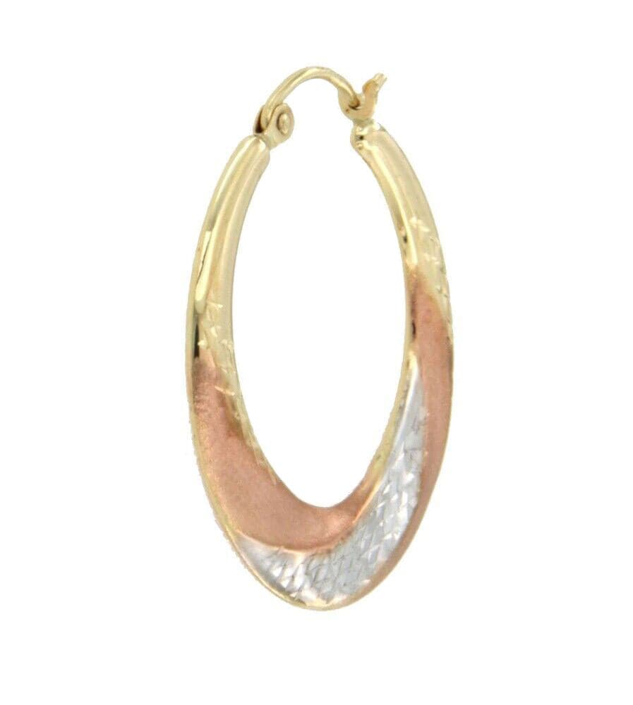 14K Tricolor Superlight Stamped Earring thumbnail 2