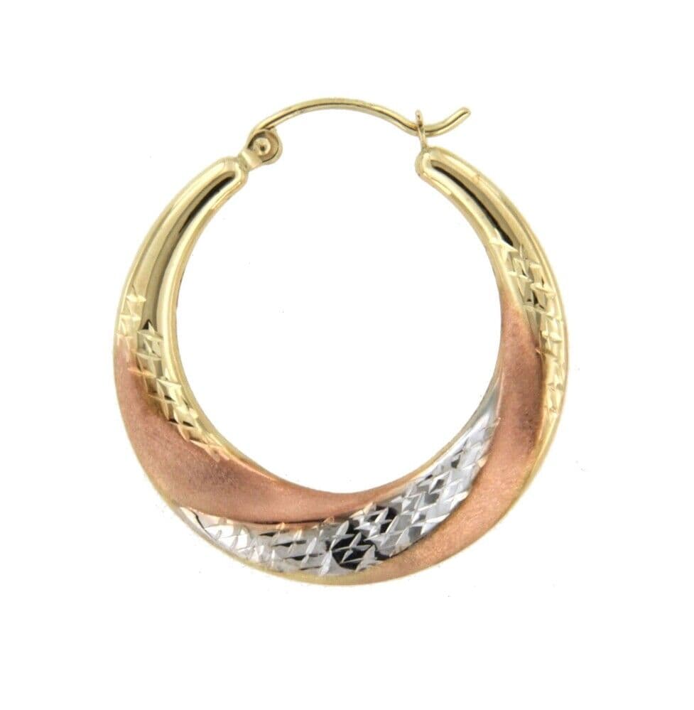 14K Tricolor Superlight Stamped Earring thumbnail 3