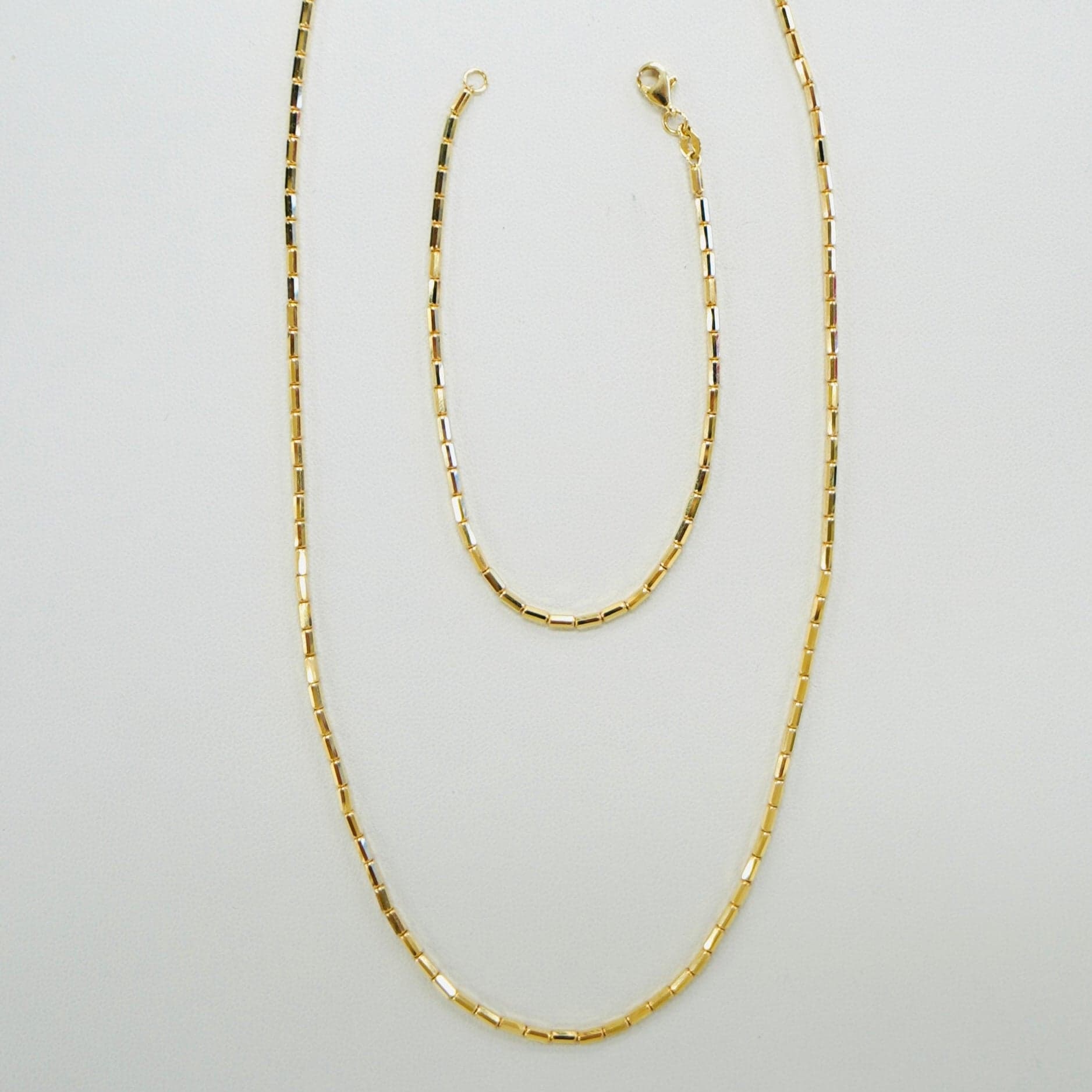 14K Yellow Gold Bamboo Bracelet + Necklace Set — Image 1