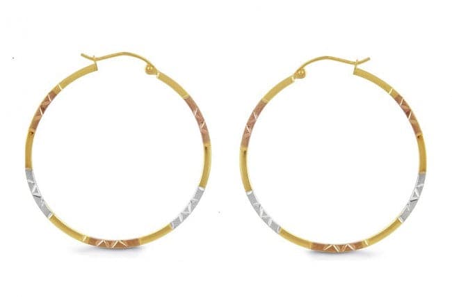 14K Tricolor Gold Hoop Earrings — Image 1