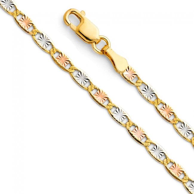 Solid 14K Tricolor Gold Valentino Chain (Kids)