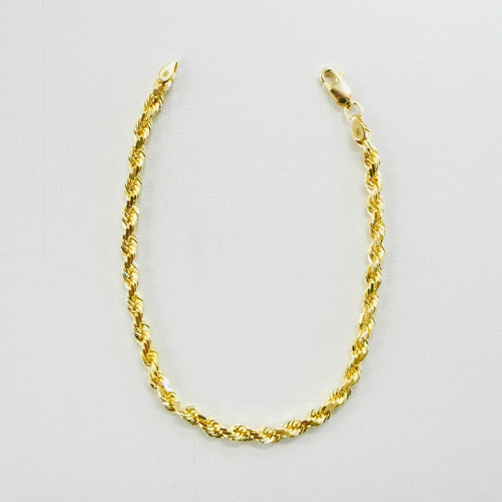 Solid 14K Yellow Gold Hollow Rolo Bracelet — Image 1